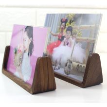 Cheap and Fine  A4 Natural Picture Tabletop Display Wood Glass Creative U-Shaped Base Photo Frame